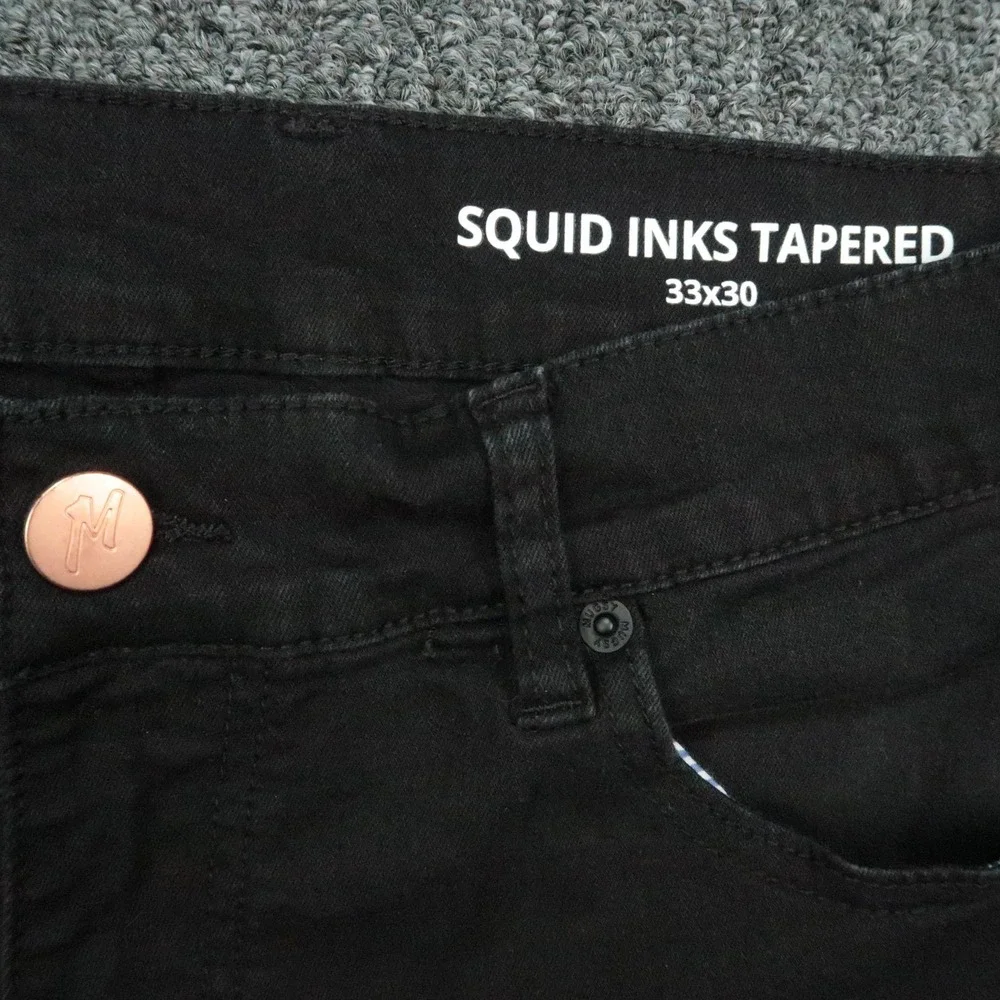 Mugsy Jeans Mens 33x28 Black Squid Inks 5 Pocket Stretch Preppy